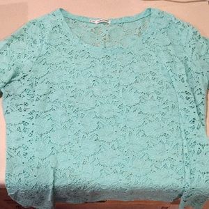 Maurice’s turquoise lace short sleeve shirt size 3